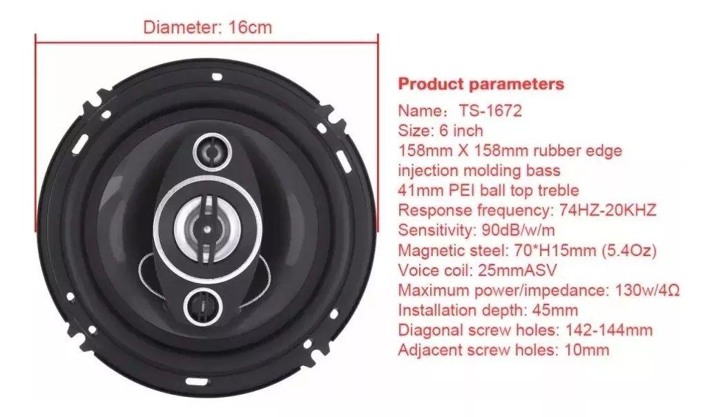 Parlantes de Auto Pcinener TS-1672 500w de Poder Color Negro-2