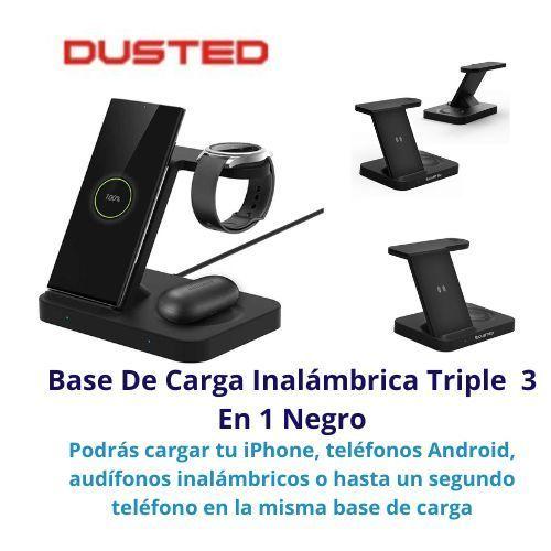 Base De Carga Inalámbrica Triple Dusted 3 En 1 Negro-2