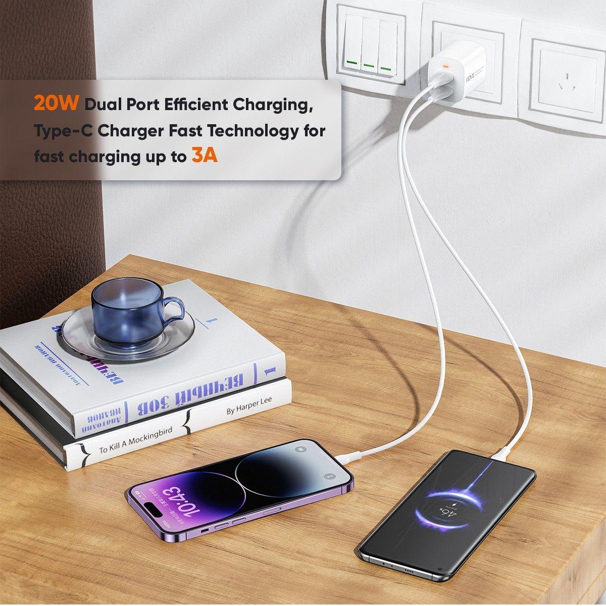 Cargador Carga Rapida 20w Usb Tipo C Para Android Vidvie PLE248-2