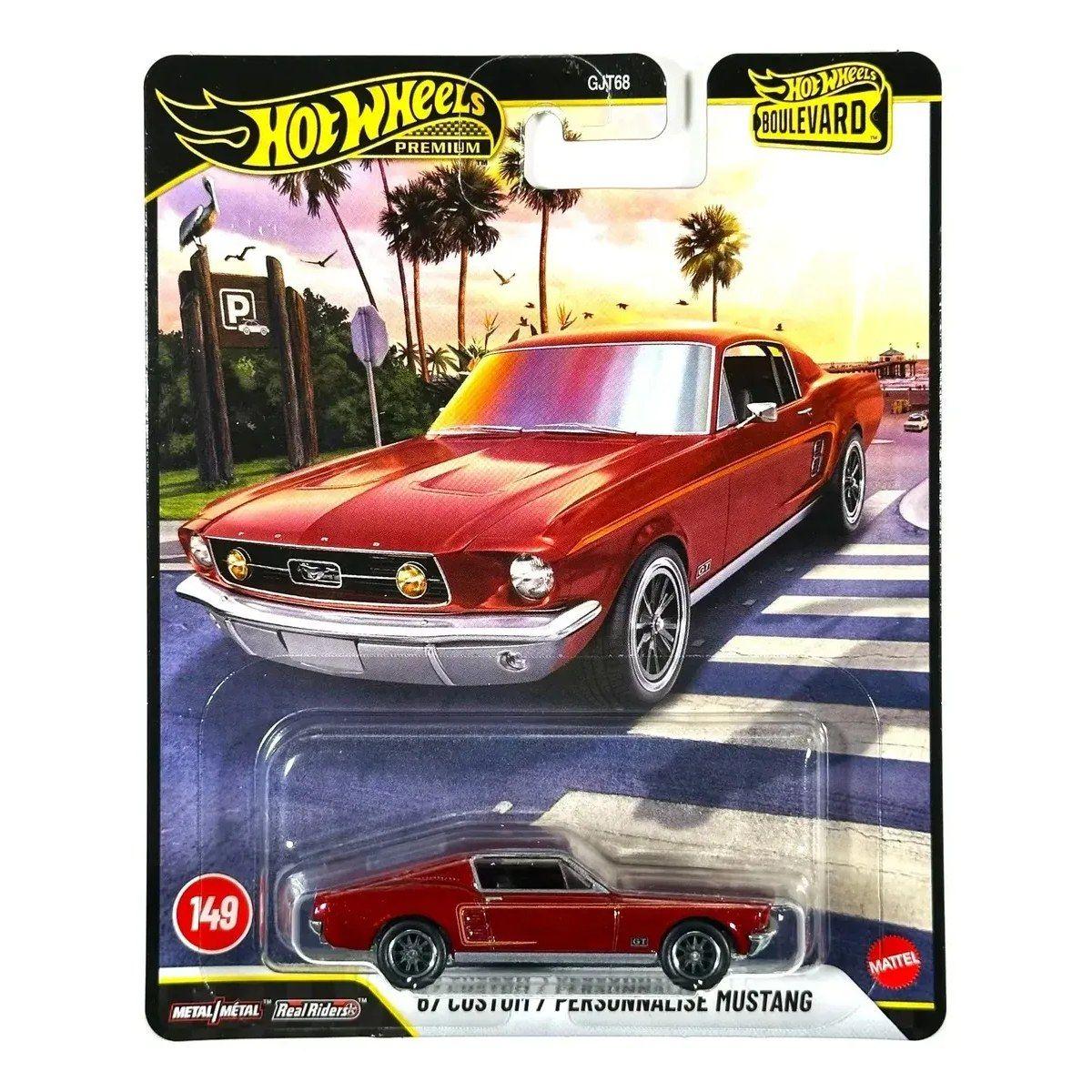 Hot Wheels Premium 67 Custom Mustang Boulevard #149 Bordó Rojo-0