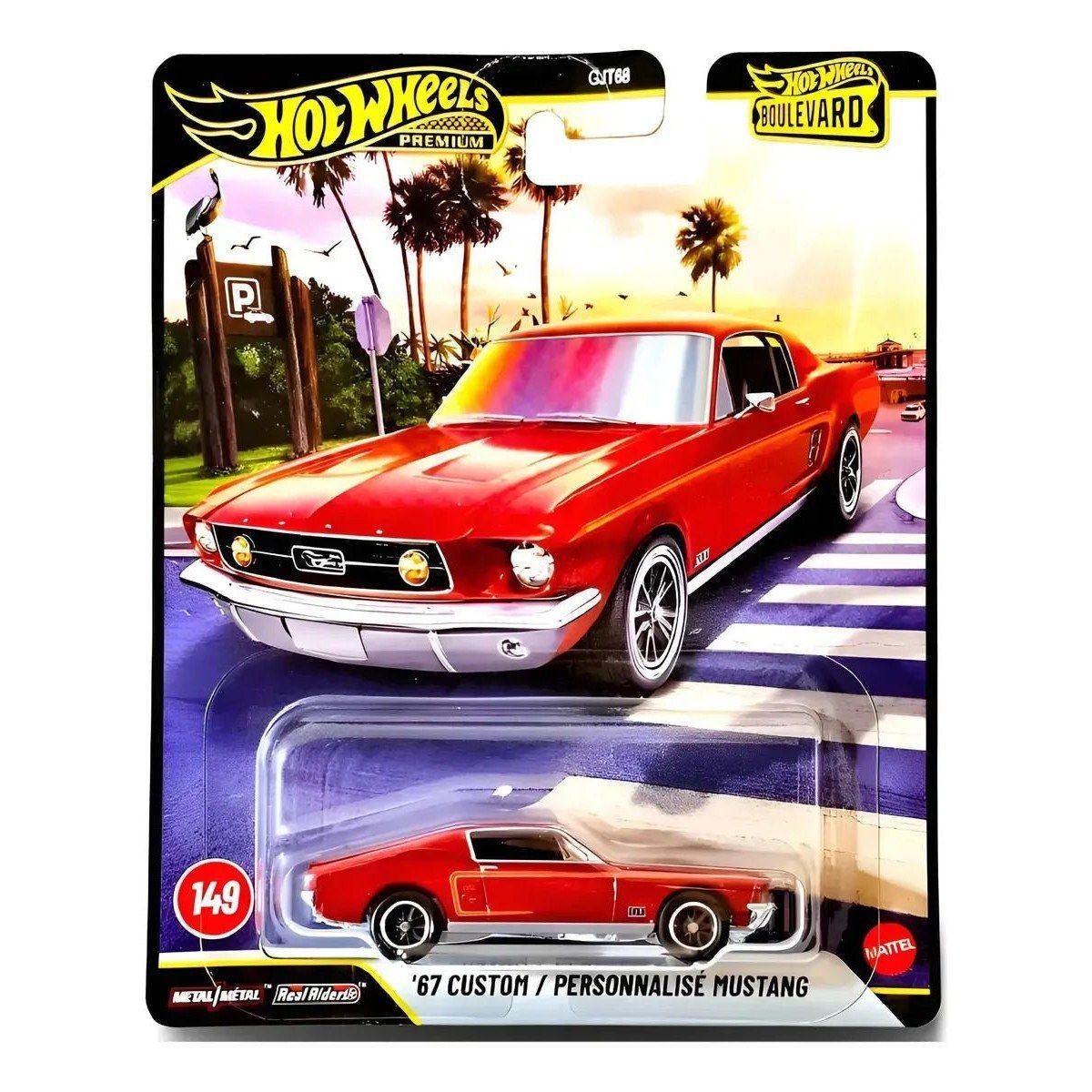 Hot Wheels Premium 67 Custom Mustang Boulevard #149 Bordó Rojo-4