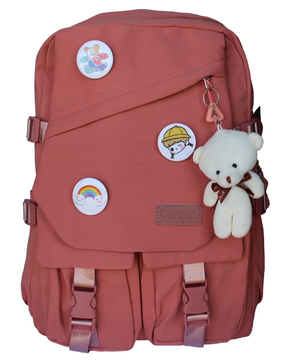 MOCHILA JUVENIL ESCOLAR CON INSIGNIAS-0