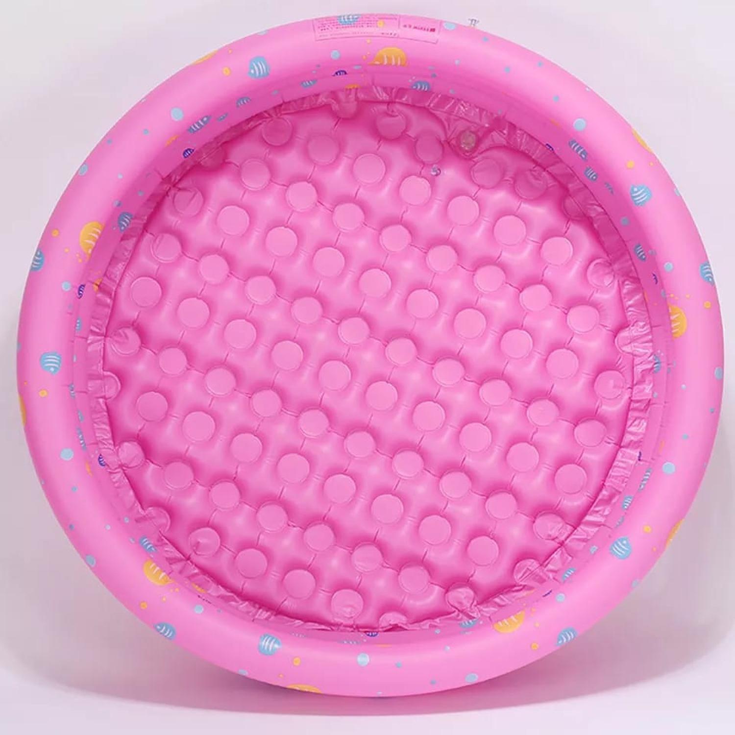 PISCINA INFLABLE 3 ANILLOS COLORES 130 CM - ROSA-2