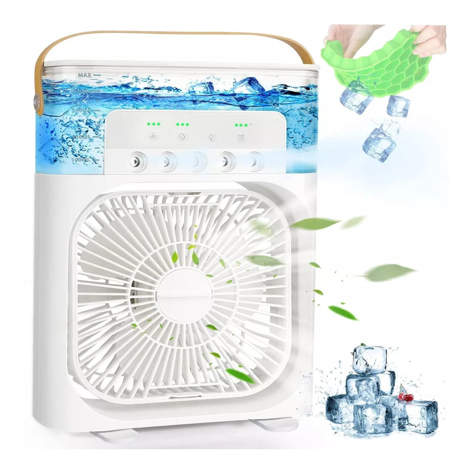 VENTILADOR DE MESA RECARGABLE CON LUCES LED-0
