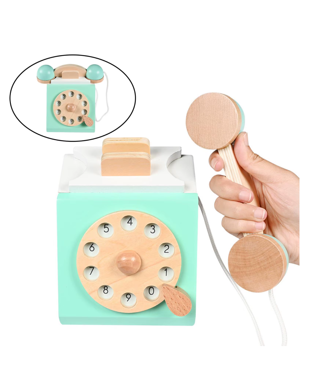 TELEFONO DE MADERA PARA  Niños MONTESSOSRI-2