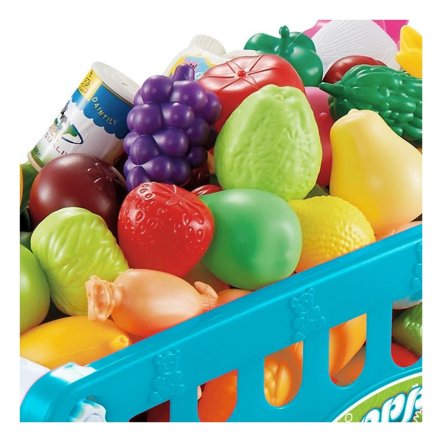 Carro Supermercado Juguete Carrito Compra Celeste Accesorios-2