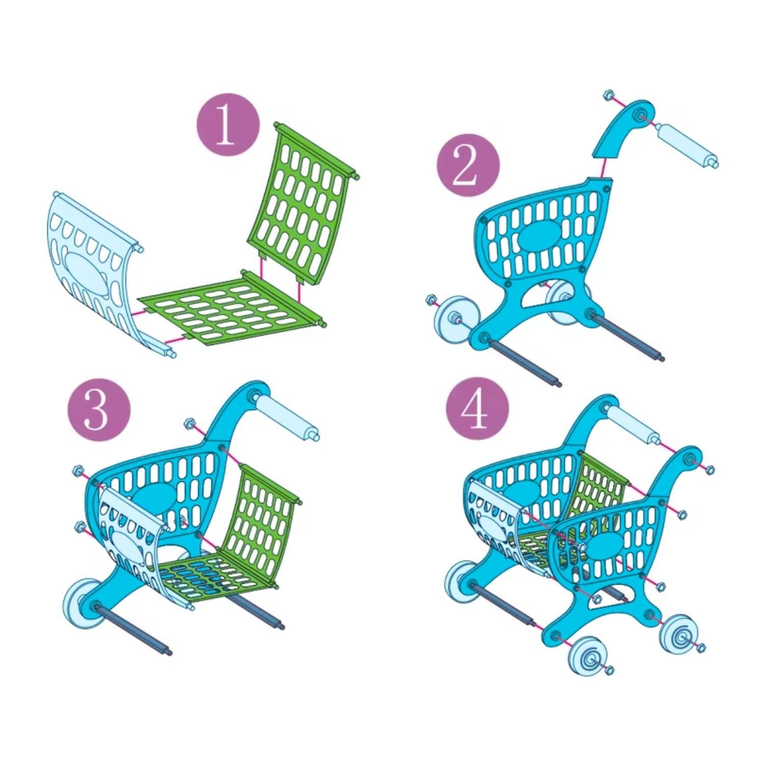 Carro Supermercado Juguete Carrito Compra Celeste Accesorios-5