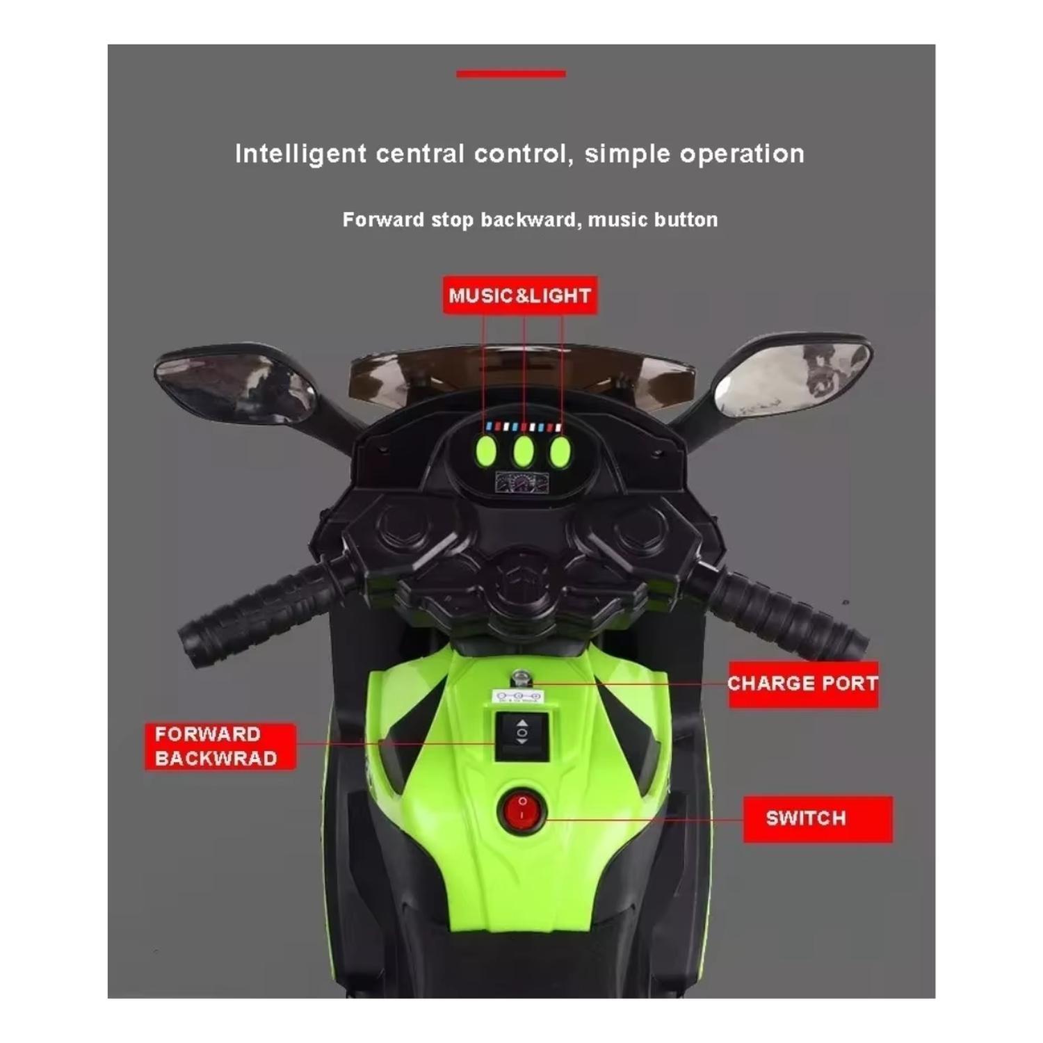 Moto Electrica Auto Juguete Antivuelco Niños Luz Sonido Azul-3