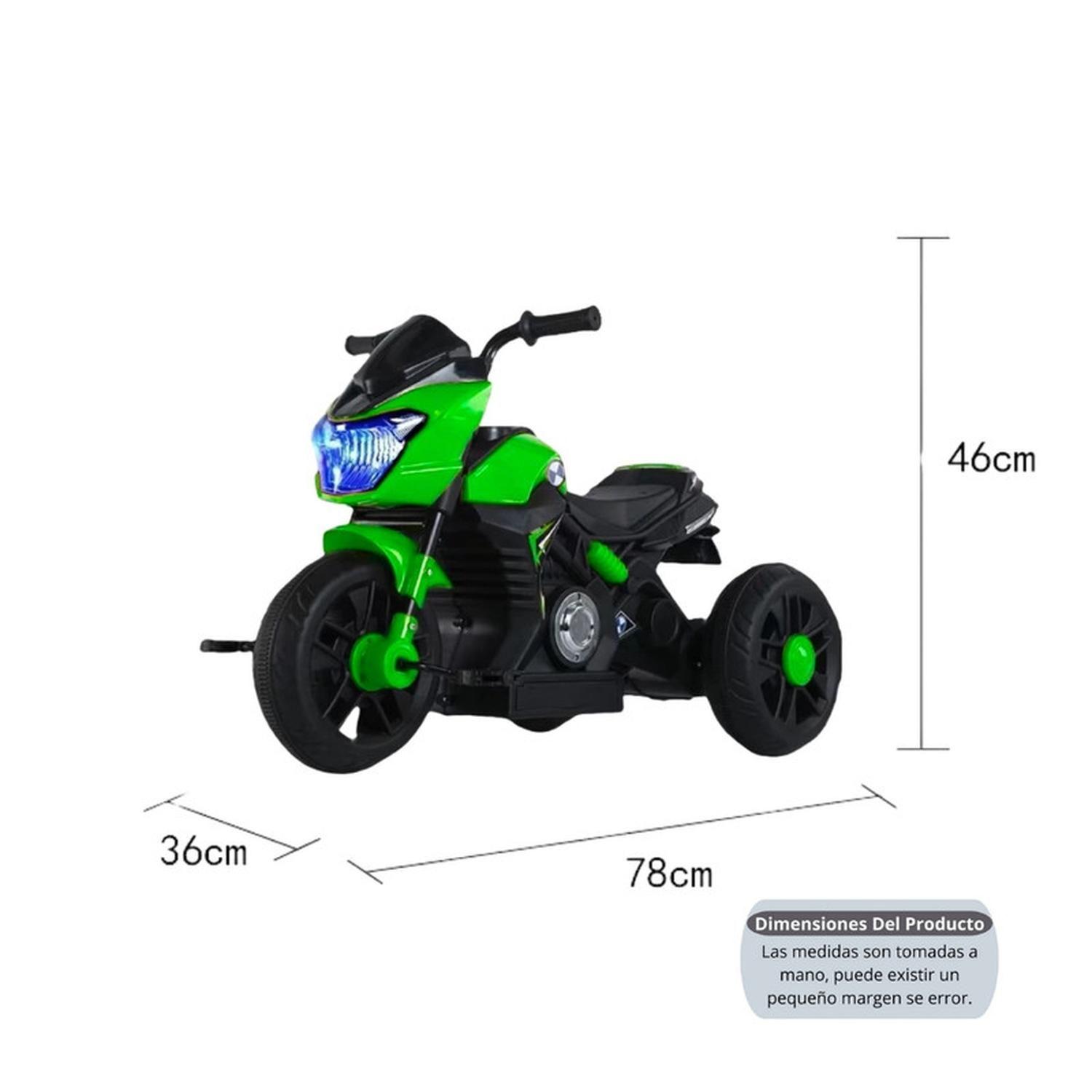 Moto Niño Antivuelco A Bateria Recargable Luz Y Sonido Green-3