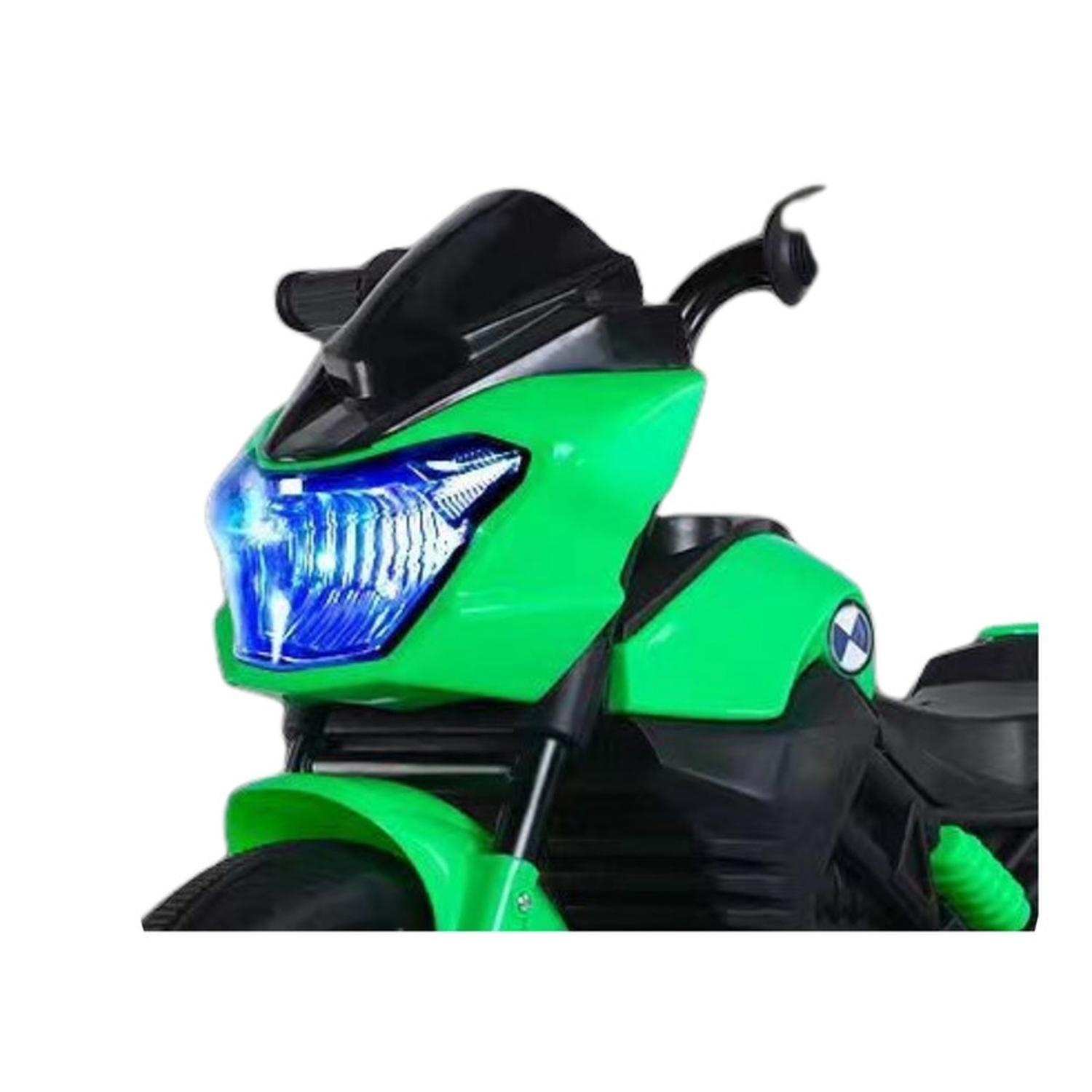 Moto Niño Antivuelco A Bateria Recargable Luz Y Sonido Green-4