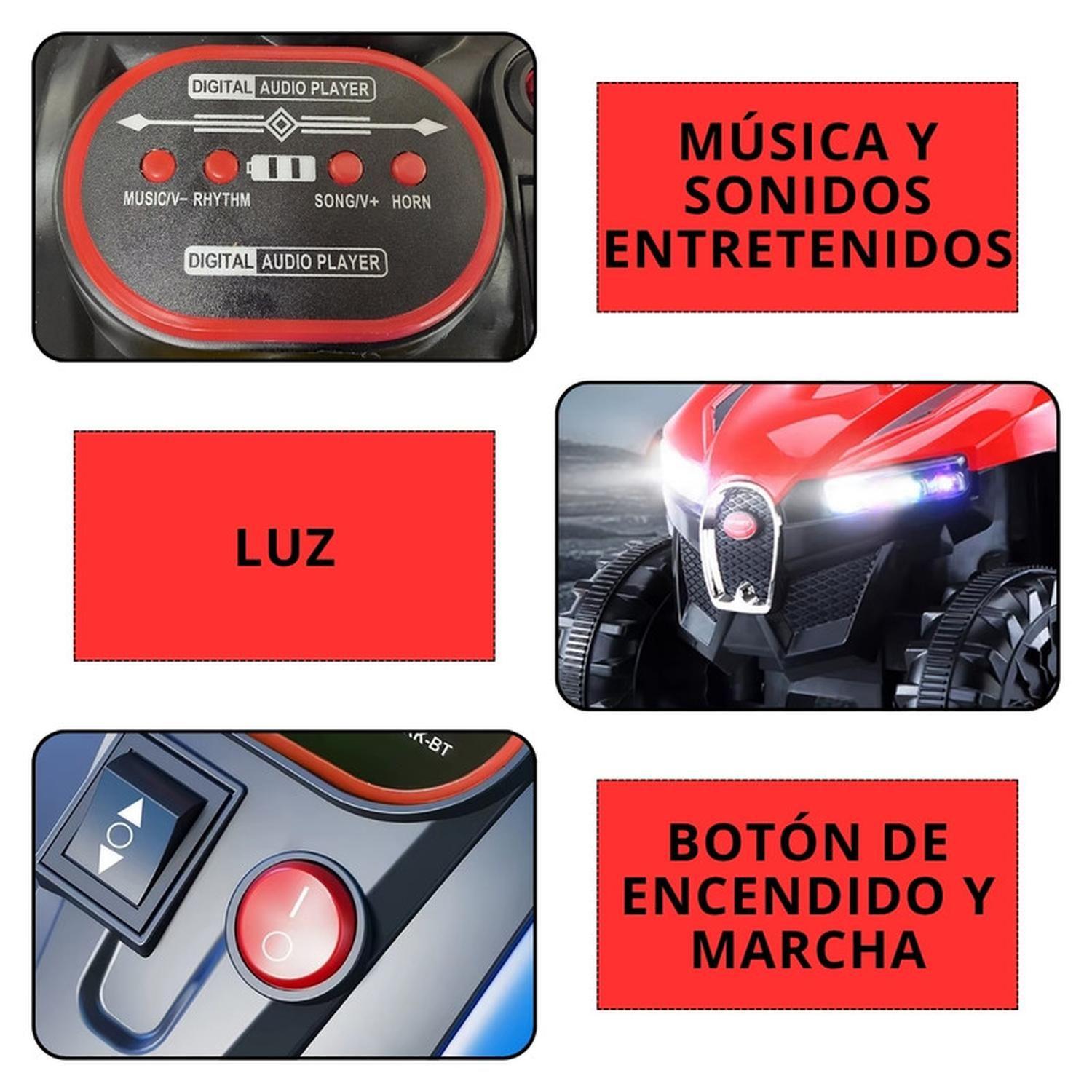Moto Electrica Bateria Auto Niño Luz Y Sonido D68 Roja-4