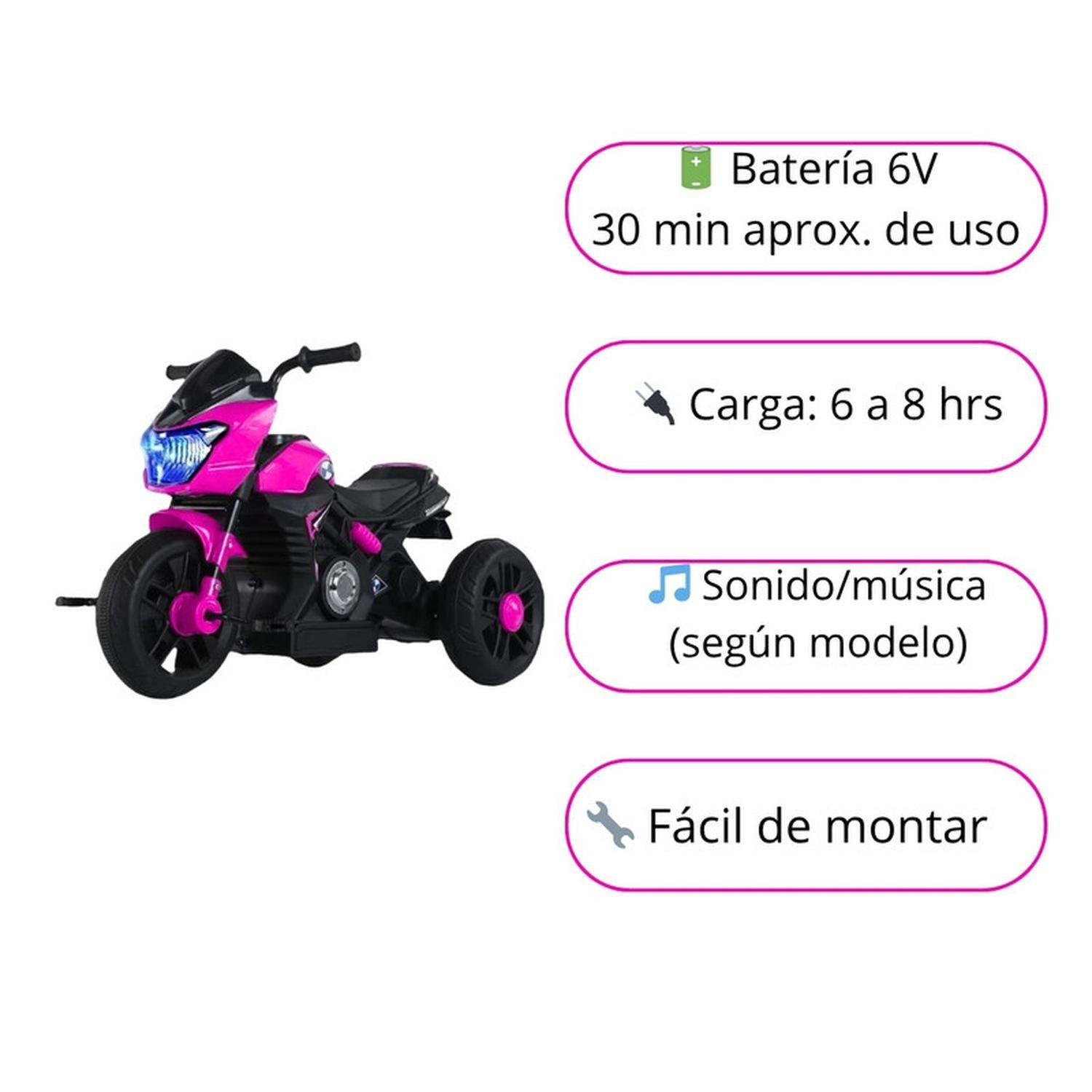 Moto Niño Antivuelco A Bateria Recargable Luz Y Sonido Pink-2