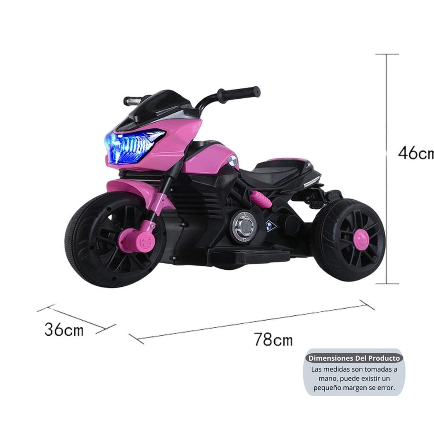 Moto Niño Antivuelco A Bateria Recargable Luz Y Sonido Pink-3