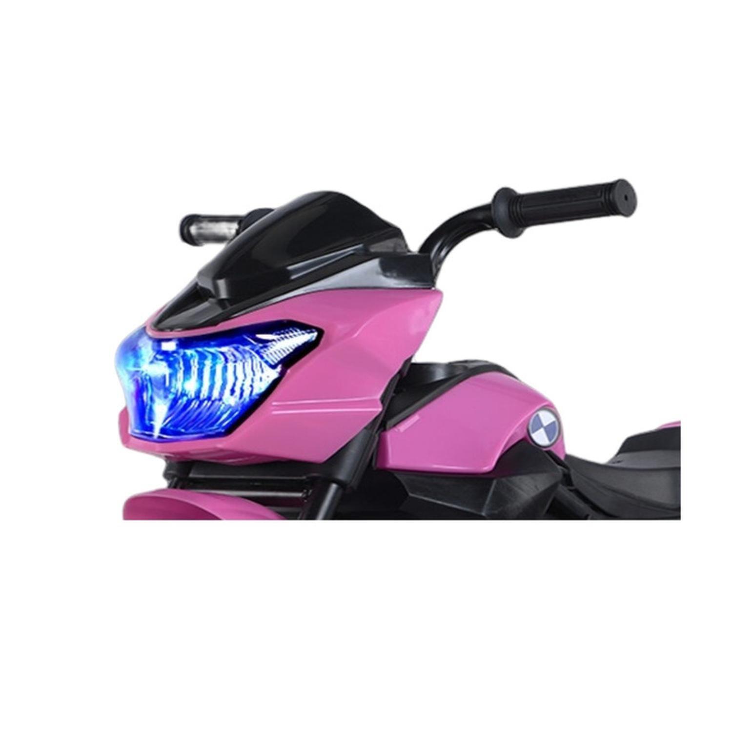 Moto Niño Antivuelco A Bateria Recargable Luz Y Sonido Pink-4