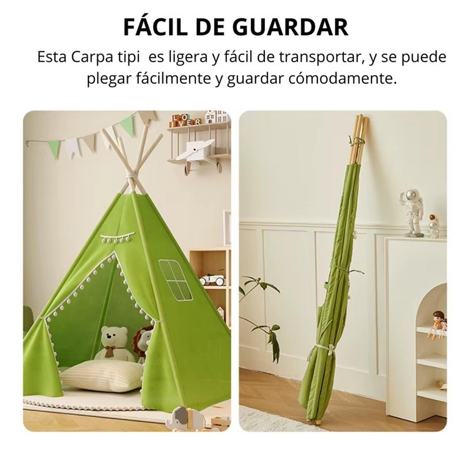 Carpa Tipi Niños Infantil 160 Cm Celeste Juguete Decoración-5