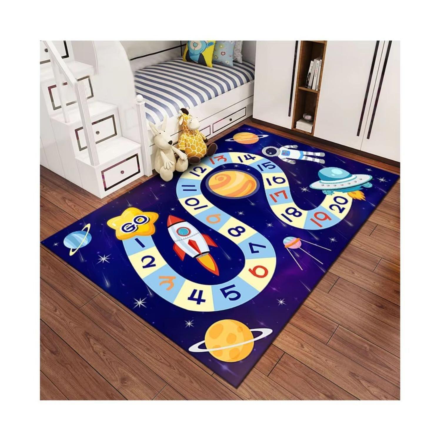Alfombra Infantil Universo 80x120 cm Tapete Dormitorio Sala-0