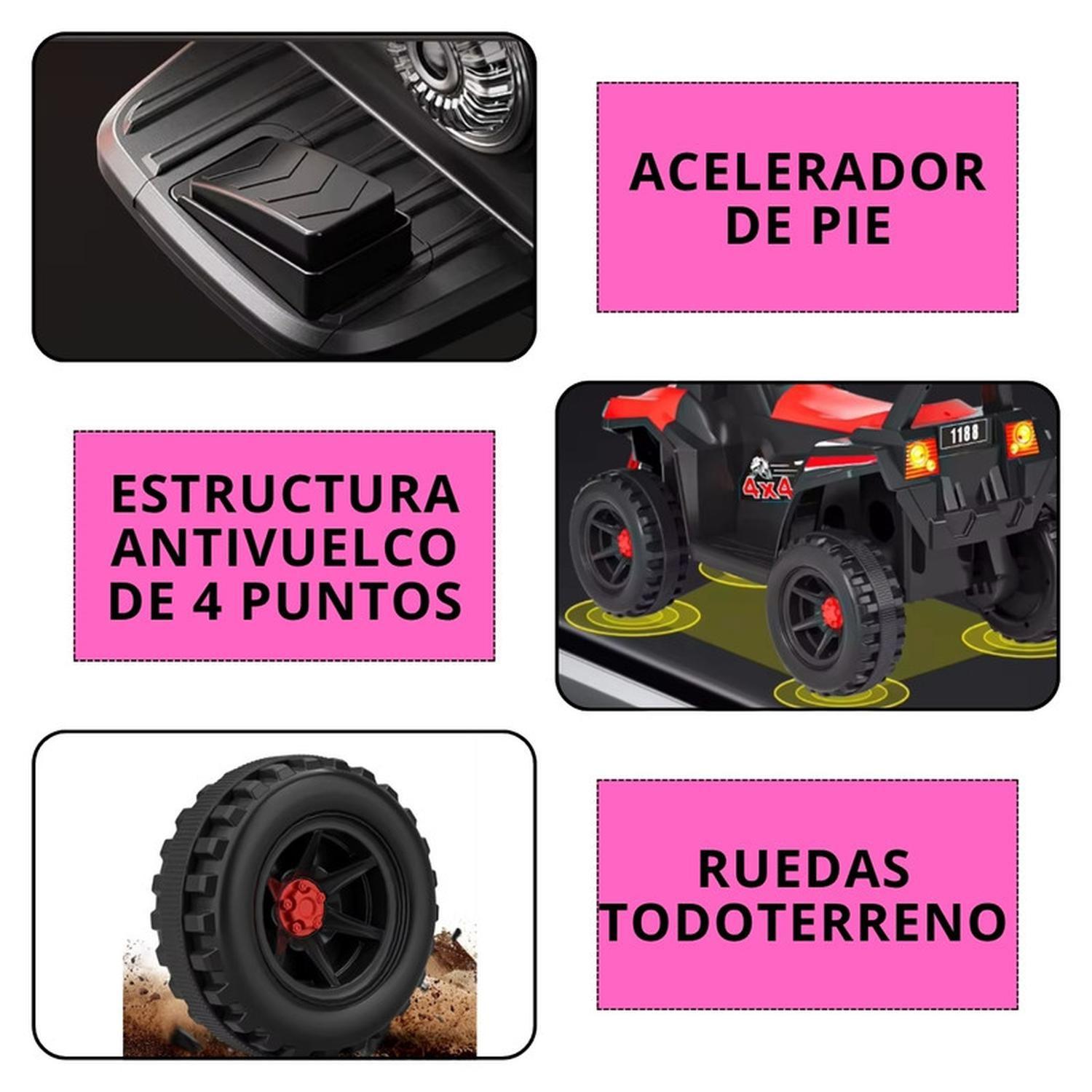 Cuatrimoto Auto Electrico Infantil Luz Sonido Bateria Fucsia-3