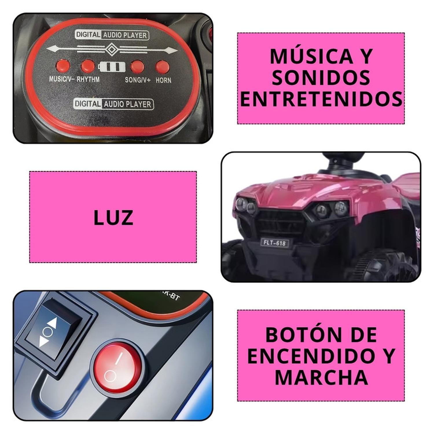 Cuatrimoto Auto Electrico Infantil Luz Sonido Bateria Fucsia-4