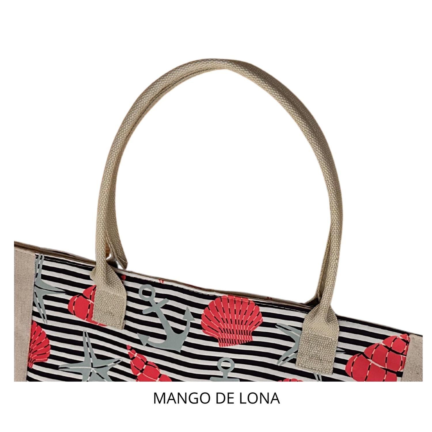 Bolso Playa Lona Algodon Anclas Con Cierre Fuelle Grande-3