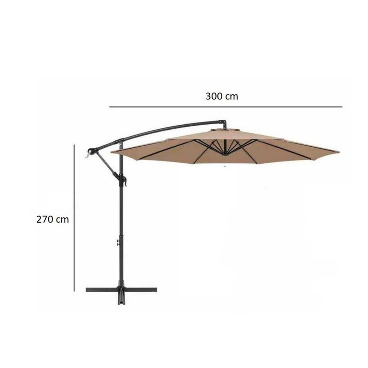 Quitasol Parasol Sombrilla Terraza 3 Metros Grande Lona Beige-2