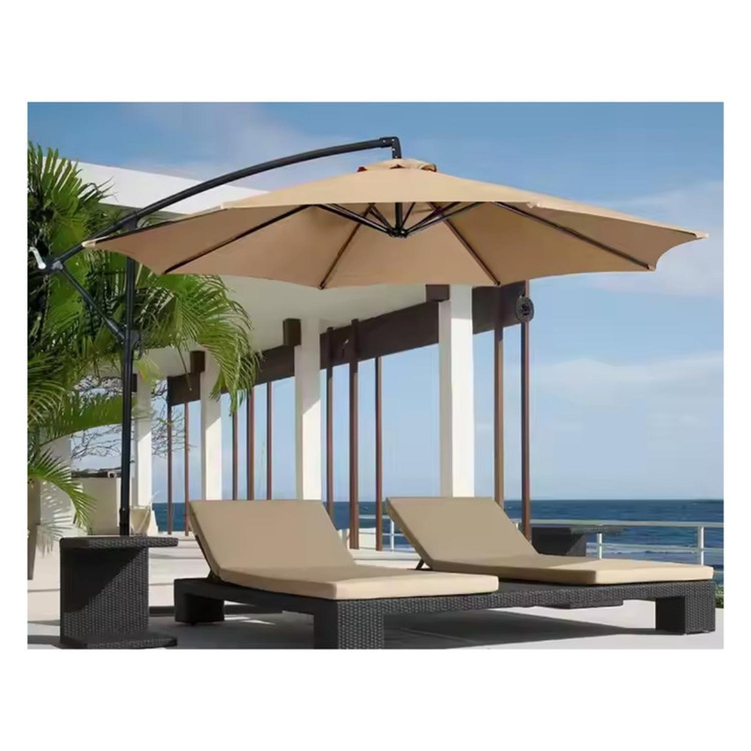 Quitasol Parasol Sombrilla Terraza 3 Metros Grande Lona Beige-4