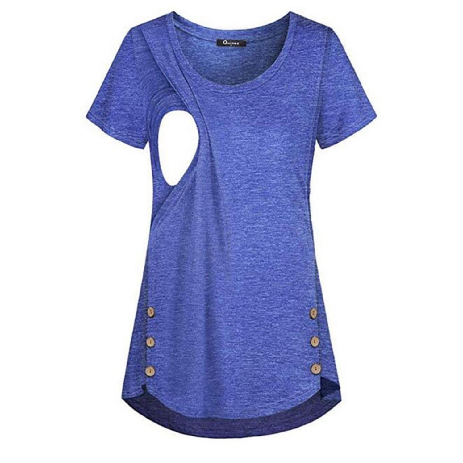 Polera Lactancia Maternidad Ema Manga Corta Azul-2