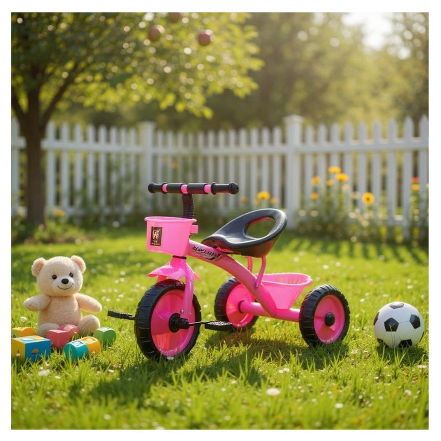 Triciclo Infantil Bici Con Canastos y Cintas Rosado-3