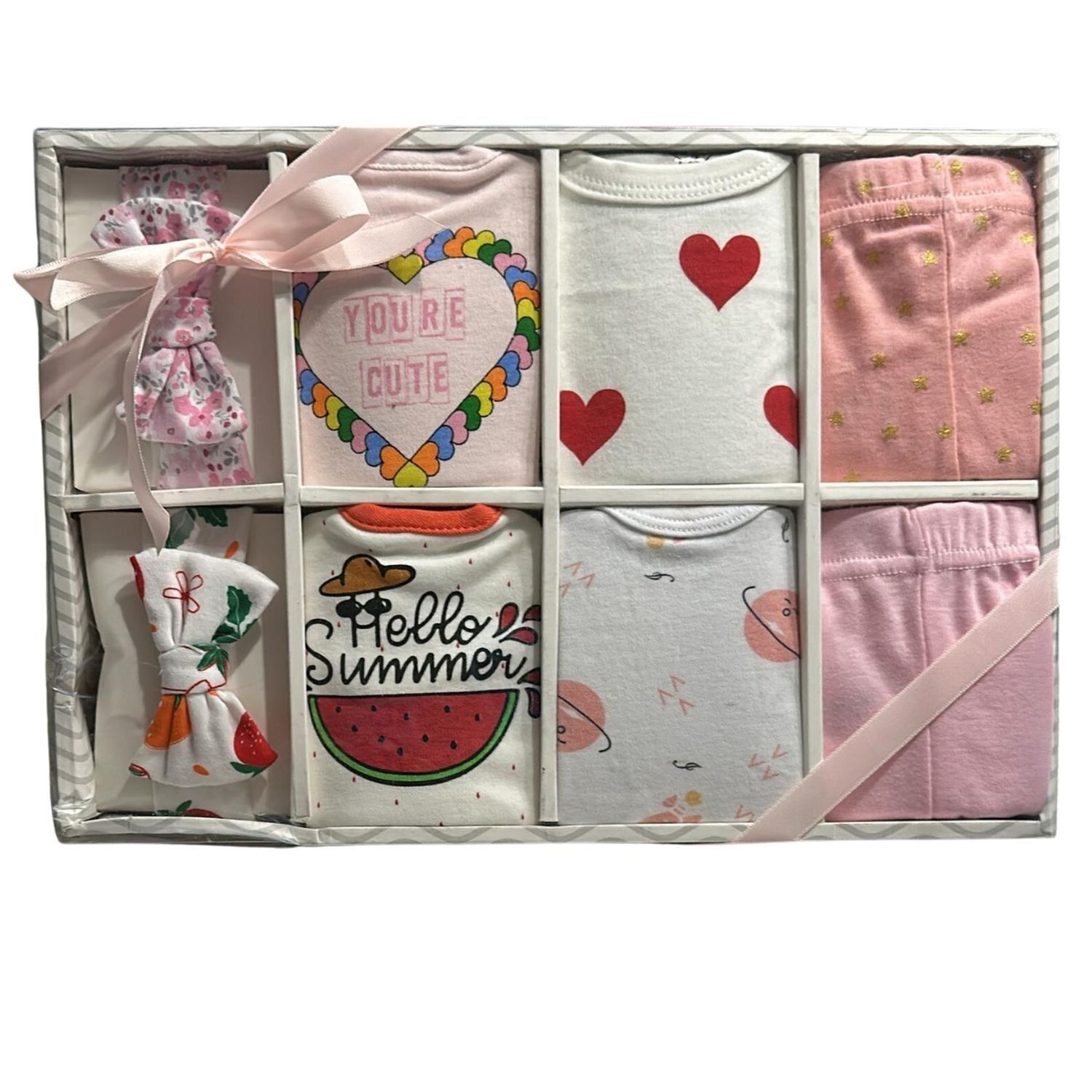 Set Bebe Ajuar Recien Nacido En Caja Regalo 8 Piezas Niña-2