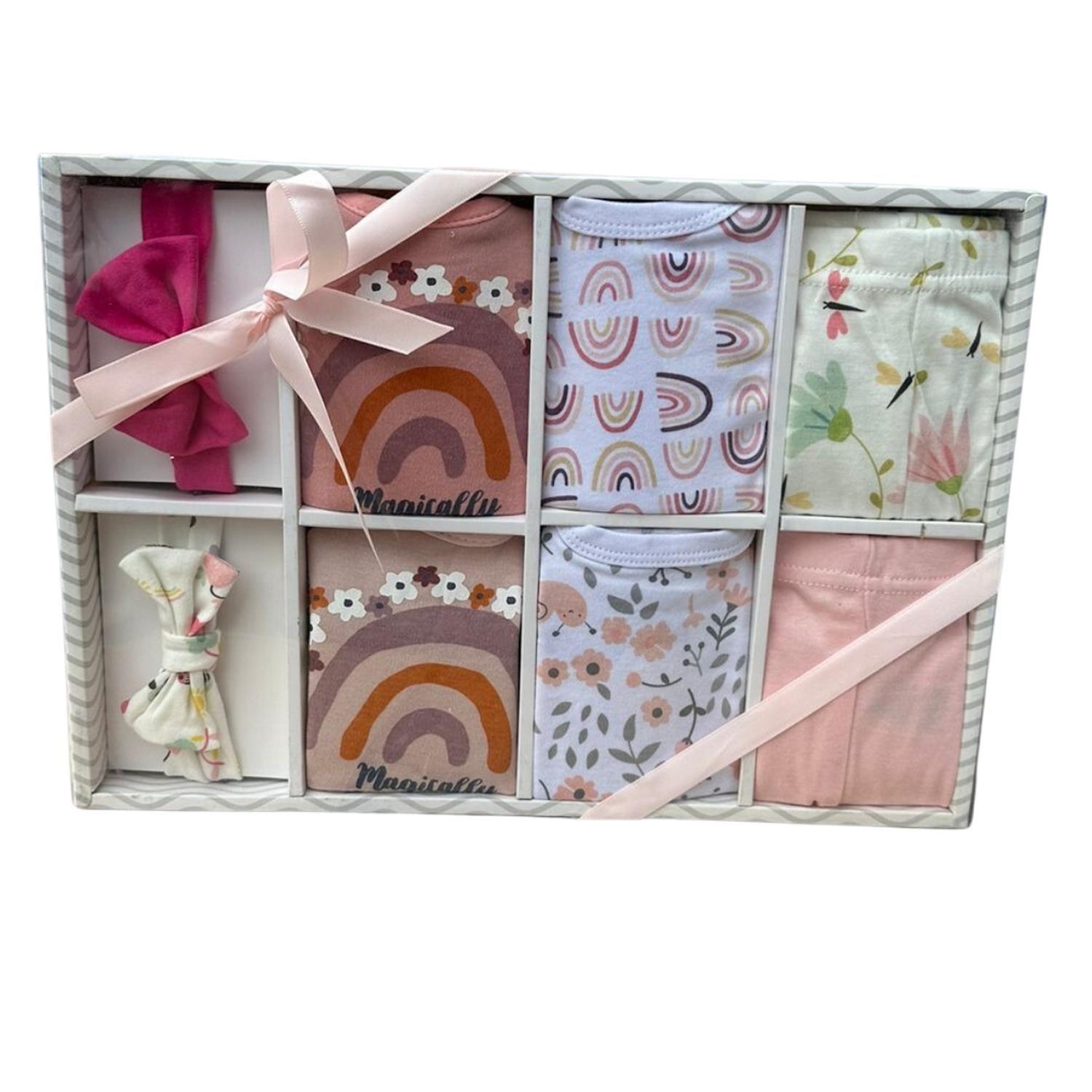 Set Bebe Ajuar Recien Nacido En Caja Regalo 8 Piezas Niña-8