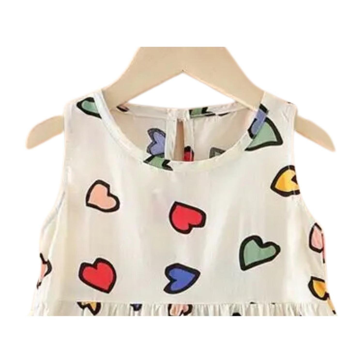 Vestido Niña Sin Mangas Algodon Verano Estampado Corazon-2