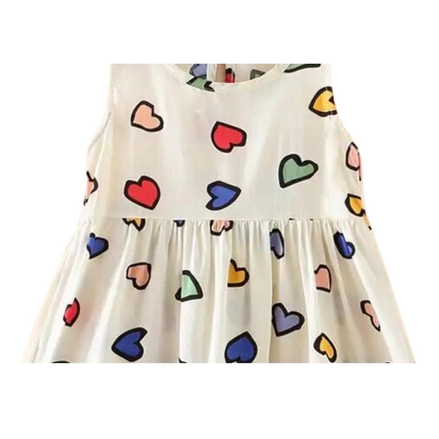 Vestido Niña Sin Mangas Algodon Verano Estampado Corazon-3