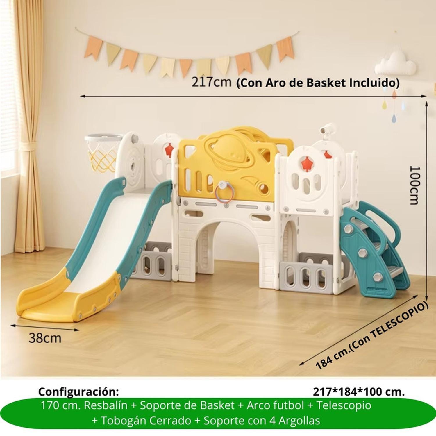 Juego Resbalin Tobogan Aro Basket Telescopio Columpio Rocket-2