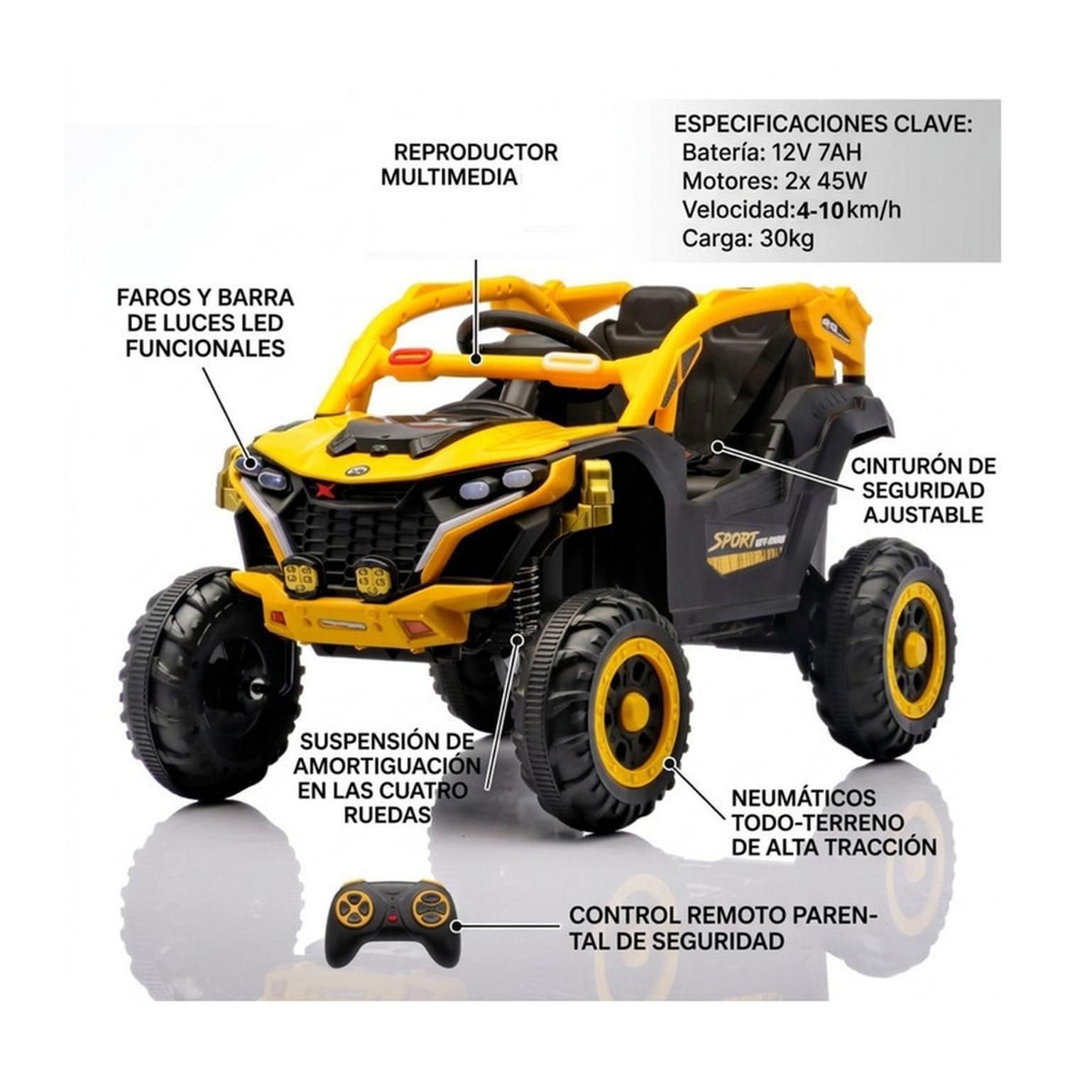 Auto Eléctrico Infantil Buggy Nitro Batería Control Amarillo-6