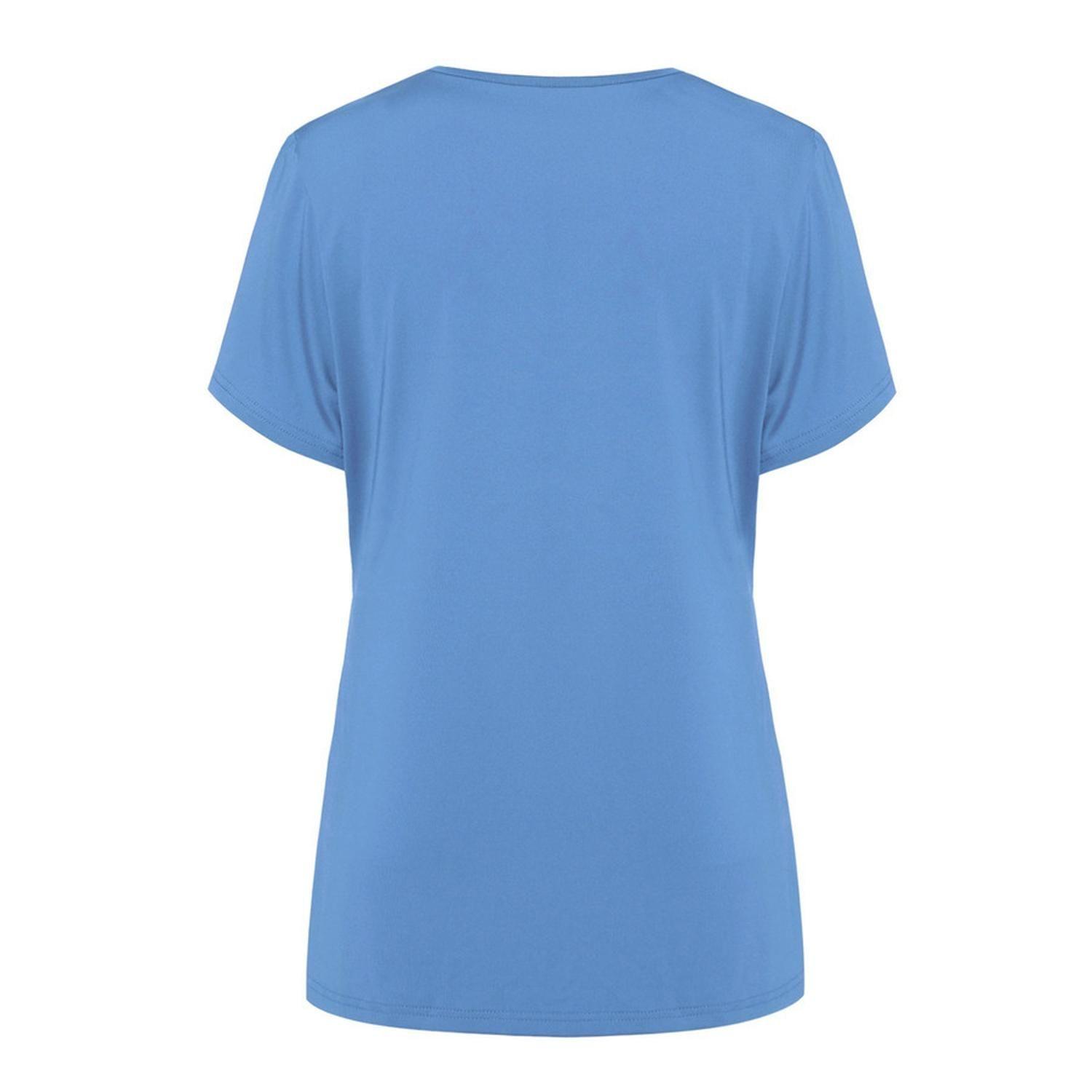 Polera Lactancia Maternidad Lina Manga Corta Celeste-2