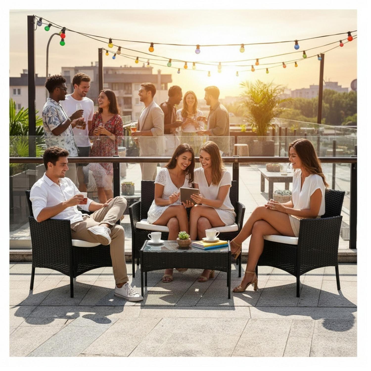 Juego De Terraza Living Ratán Sintético Saint James 4 Piezas-2