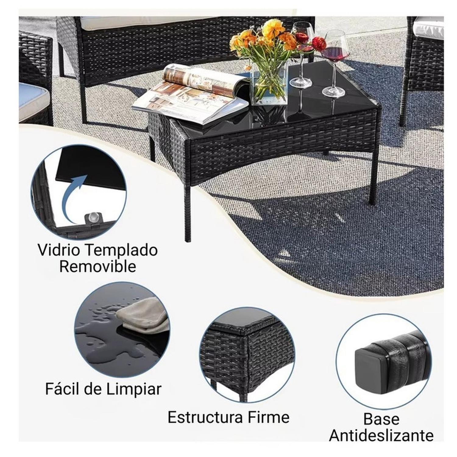 Juego De Terraza Living Ratán Sintético Saint James 4 Piezas-6