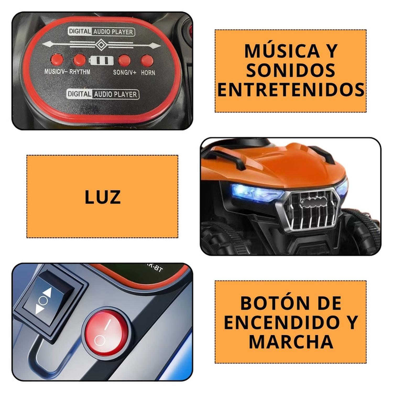 Cuatrimoto Auto Electrico Niño Bateria Luz Y Sonido Naranja-4
