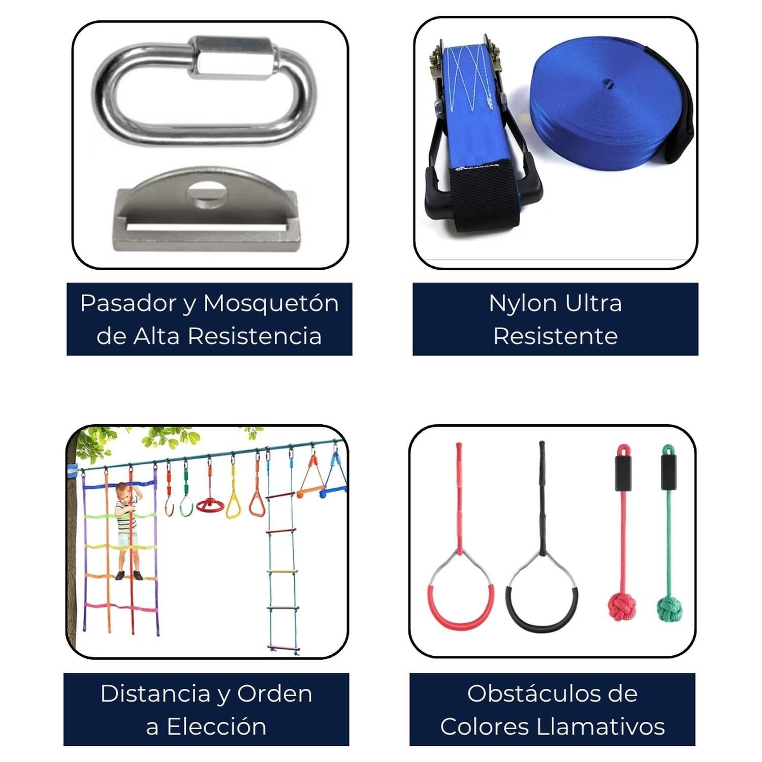 Juego Obstáculos 6 Kit Carrera Ninja Warrior Slackline Niños-3