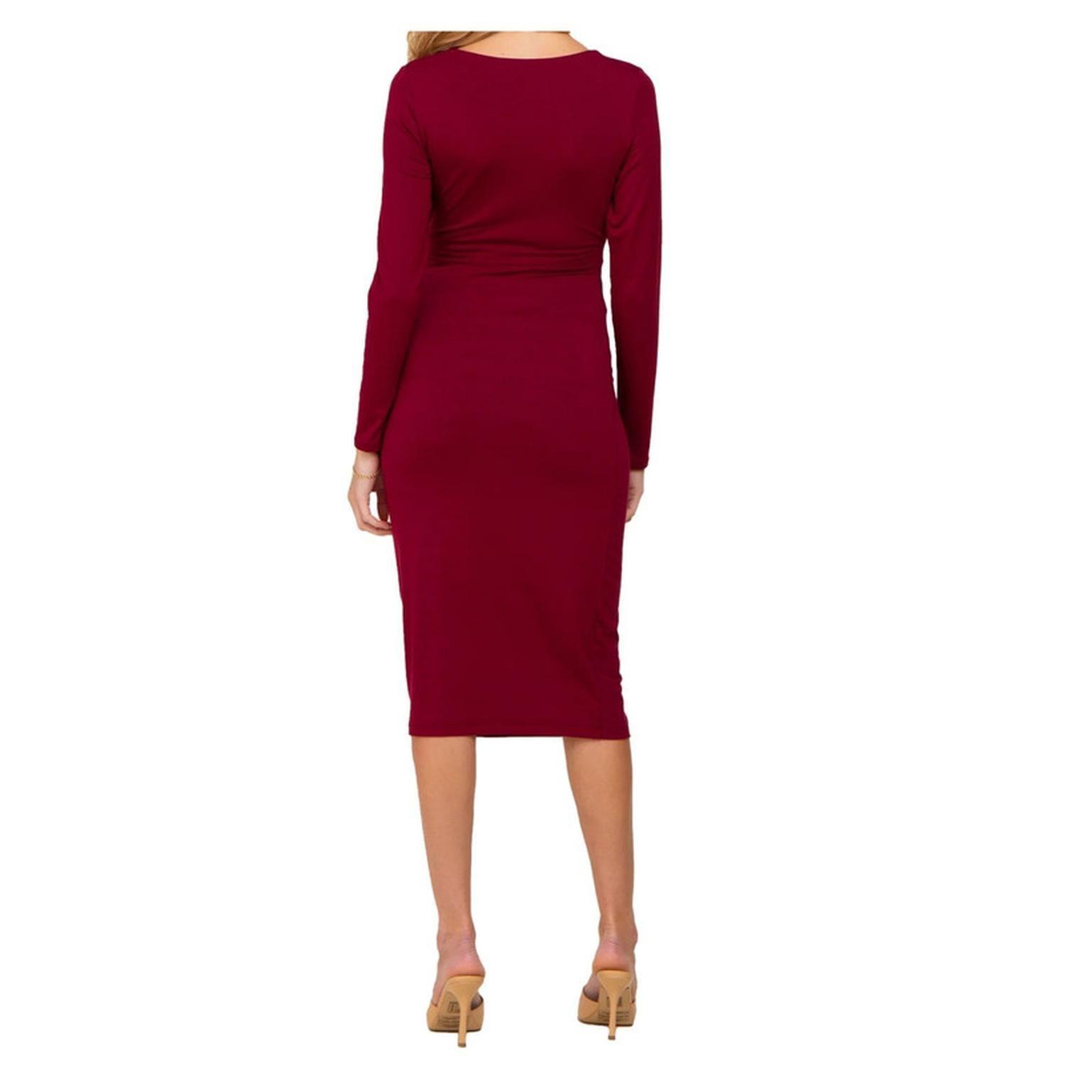 Vestido Maternidad Manga Larga Con Lazo Rojo Embarazada-5