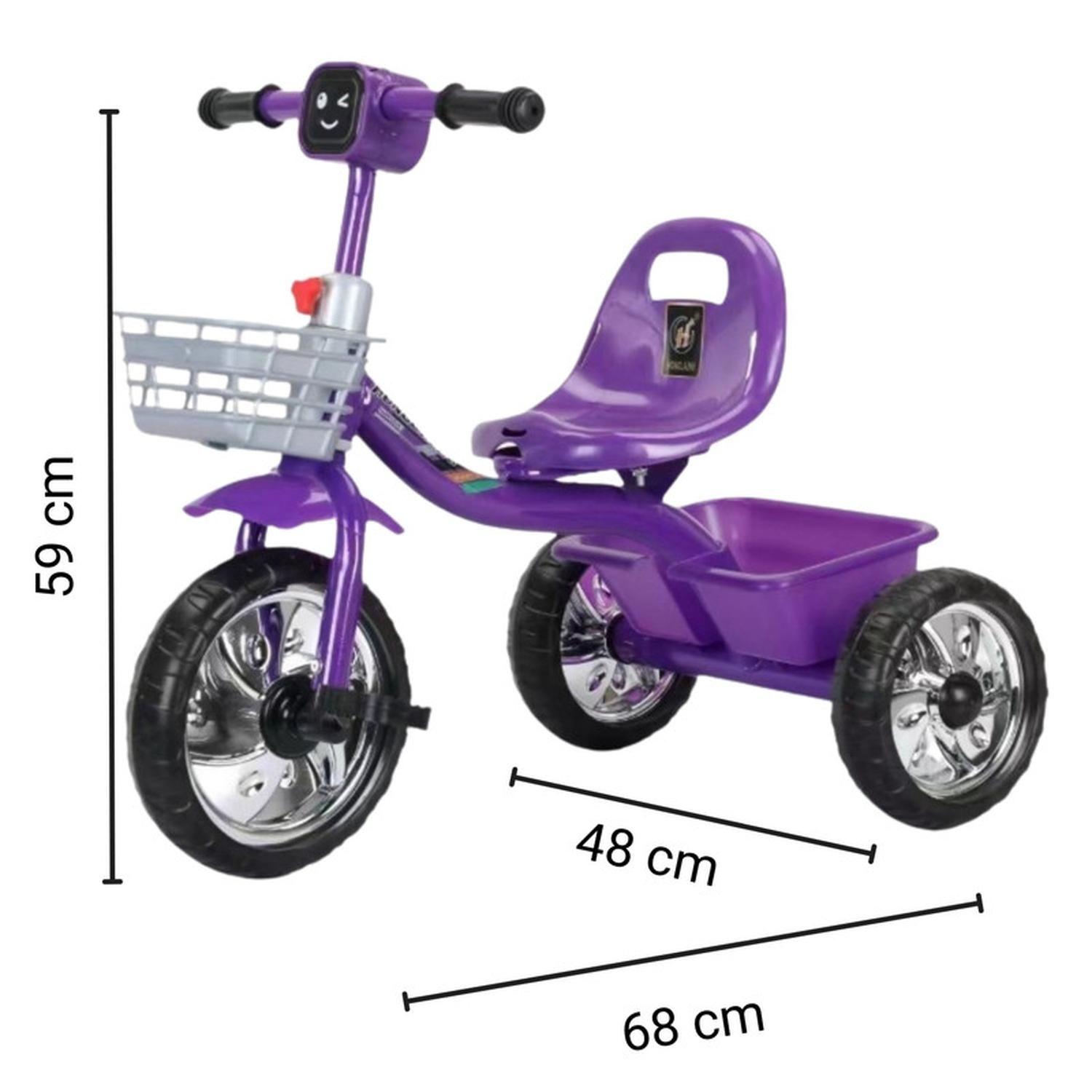 Triciclo Infantil Bici Musical Con Canasto y Respaldo Morado-6