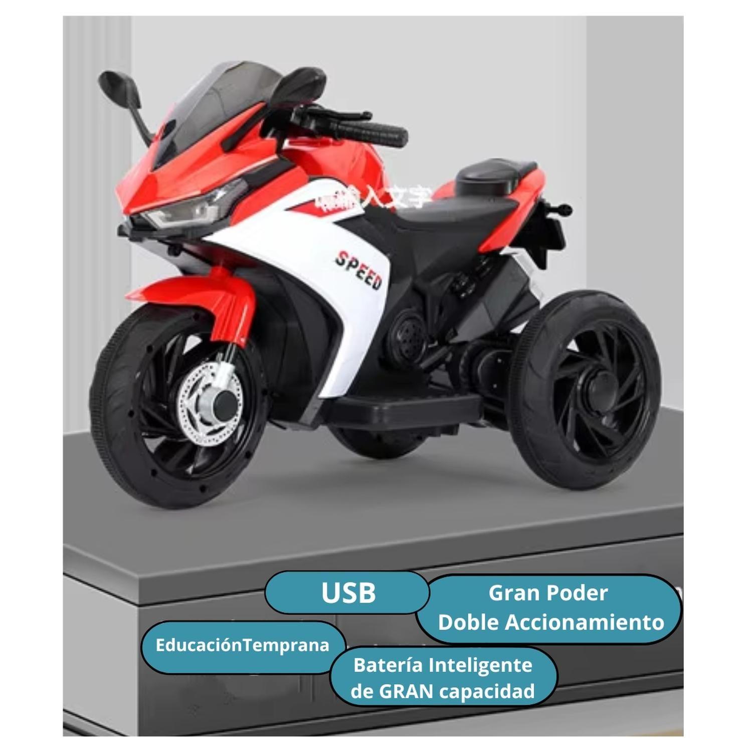 Moto Electrica Auto Juguete Kq Grande Luz Sonido Roja 3 Rued-4