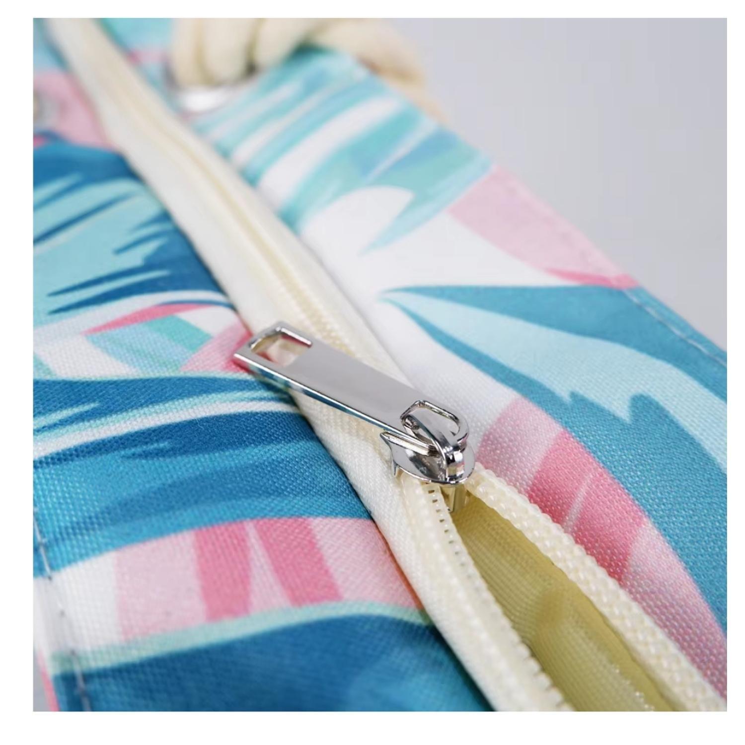 Bolso Playa Lona Algodon Franjas Con Cierre Fuelle Grande-7