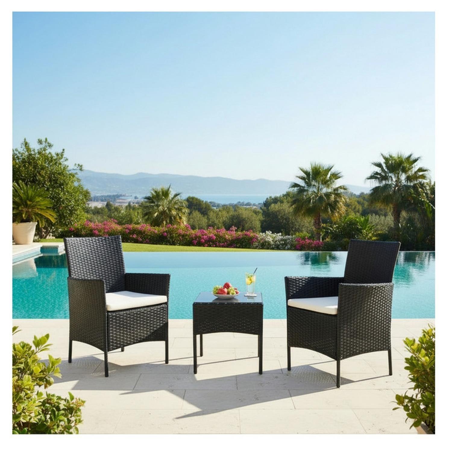 Juego De Terraza Living Ratán Sintético Sally 3 Piezas-2