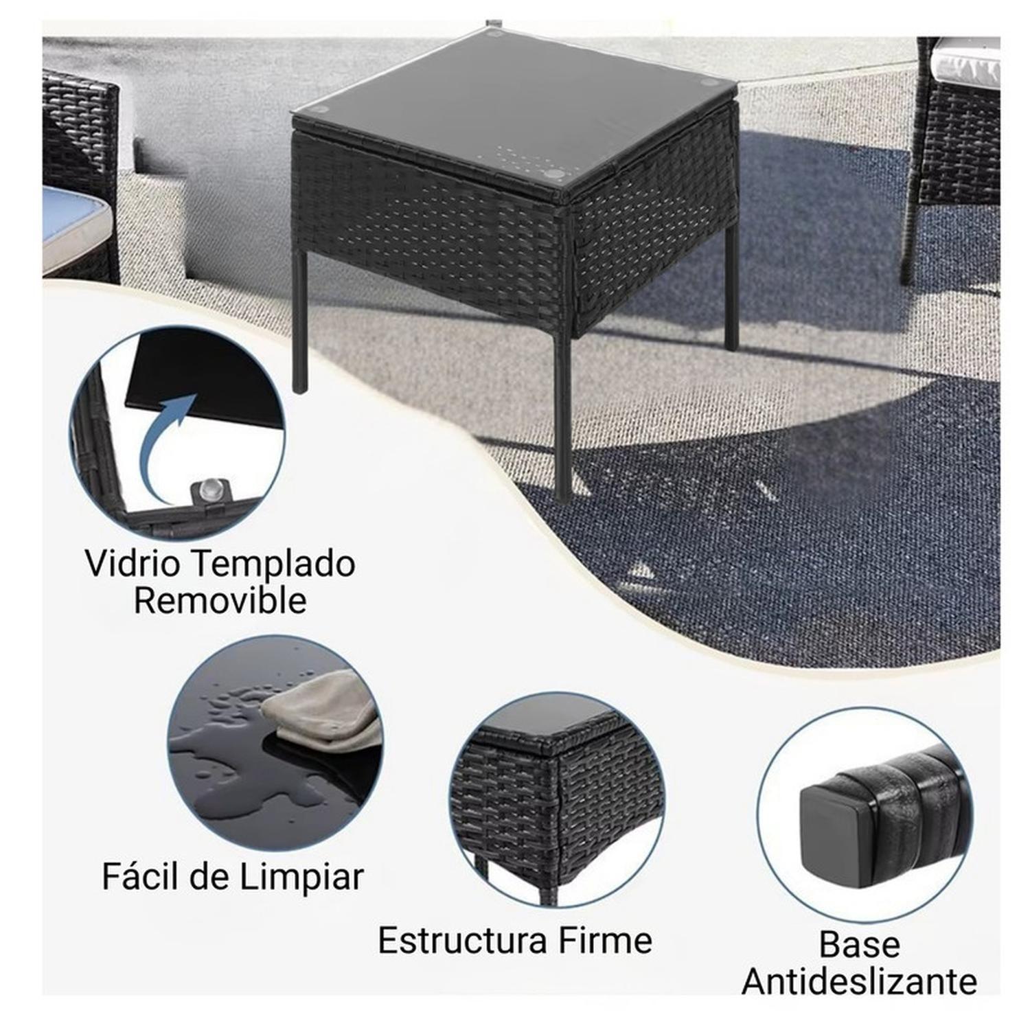 Juego De Terraza Living Ratán Sintético Sally 3 Piezas-7