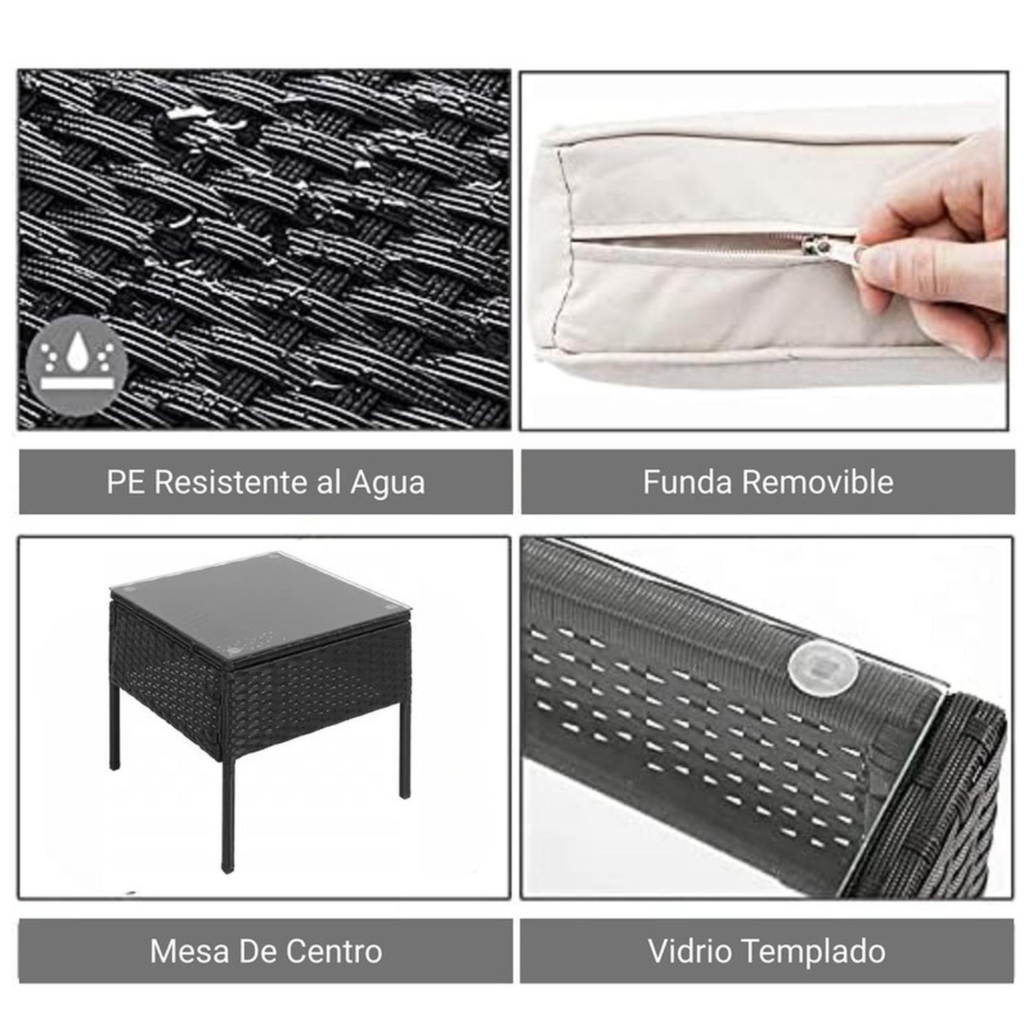 Juego De Terraza Living Ratán Sintético Sally 3 Piezas-9