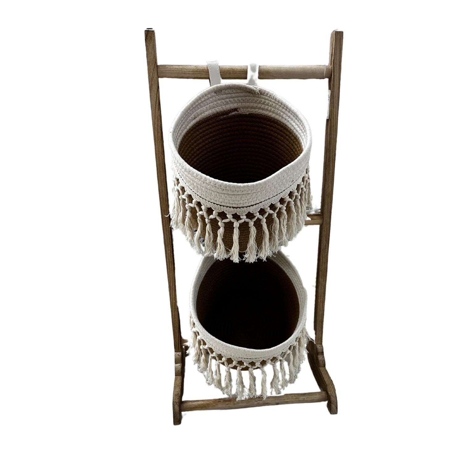 Jardinera Pedestal Organizador Canasto Maceta Fibra Natural-4