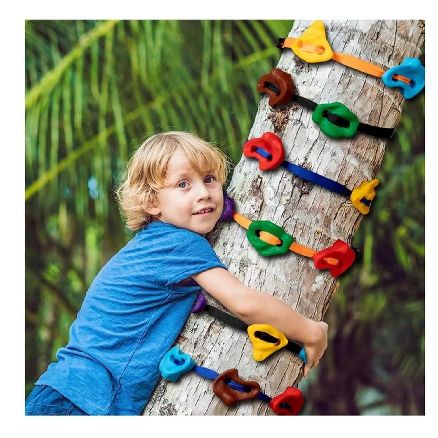 Juego Escalada Para Arbol 12 Piedras Resina + 5 Cinturones-2