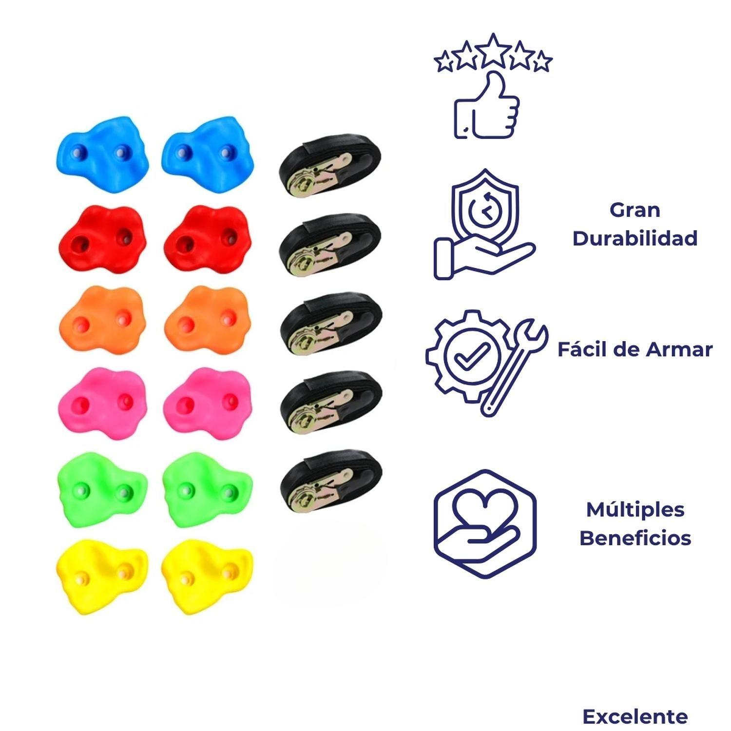 Juego Escalada Para Arbol 12 Piedras Resina + 5 Cinturones-6
