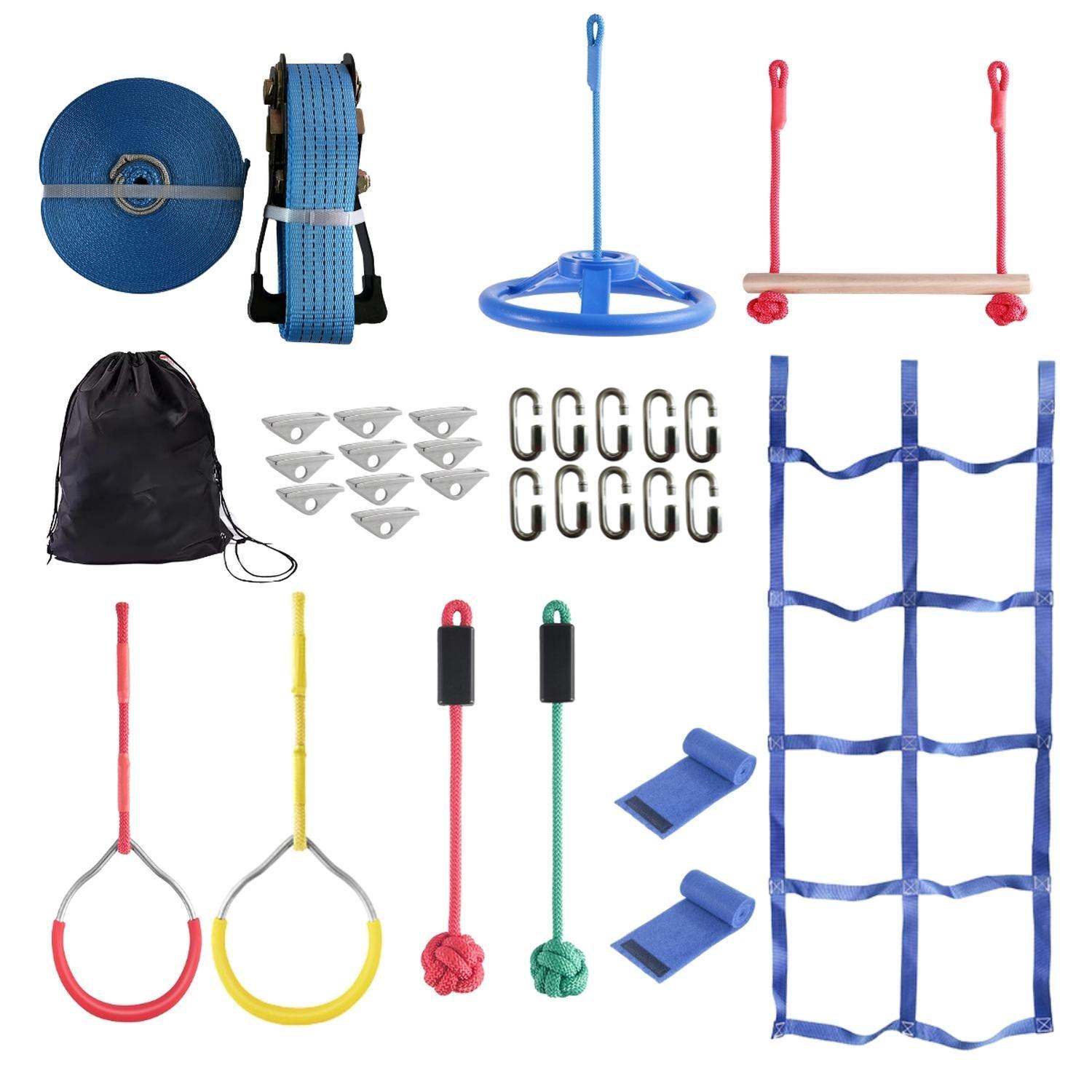 Juego Obstáculos Niños Carrera 7 Kit Ninja Warrior Slackline-0
