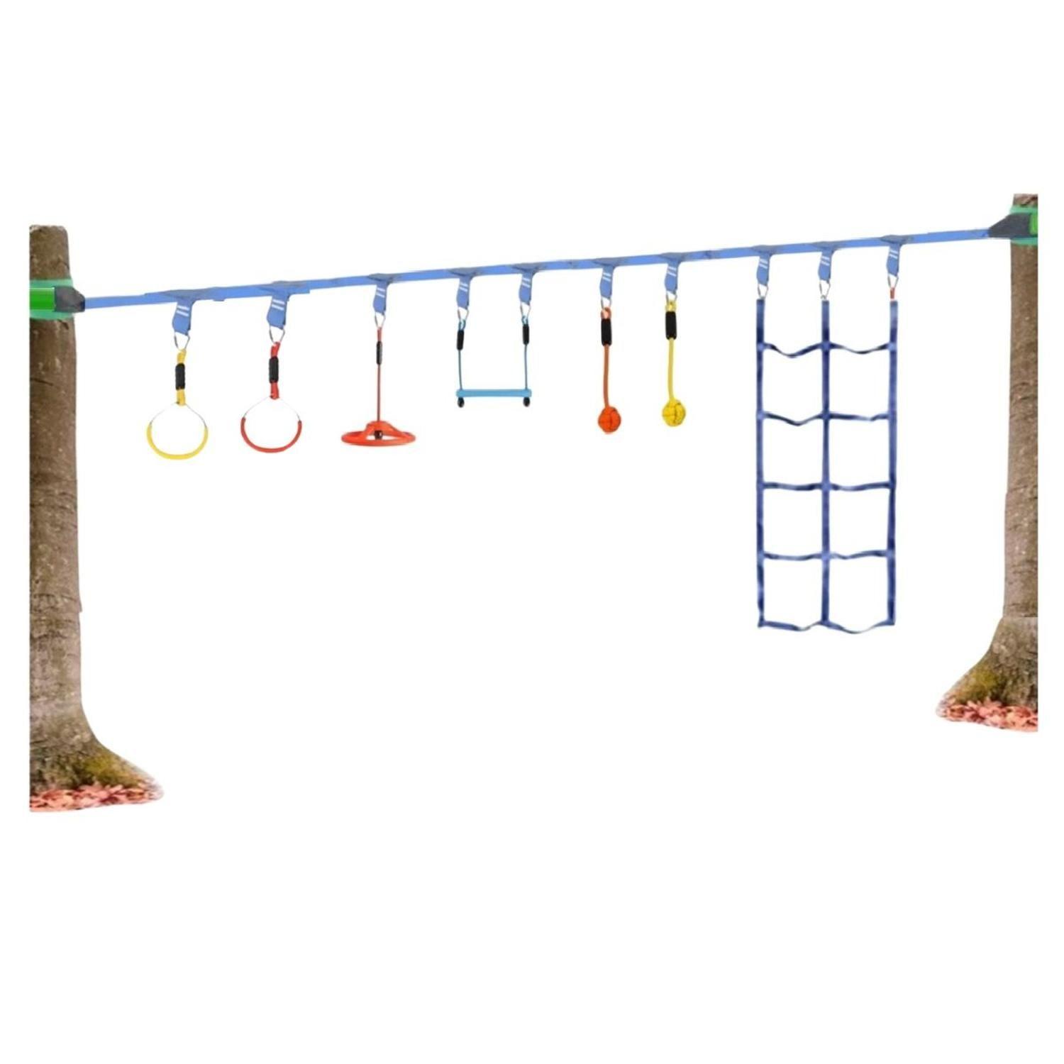 Juego Obstáculos Niños Carrera 7 Kit Ninja Warrior Slackline-4
